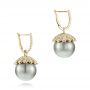 18k Yellow Gold 18k Yellow Gold Pearl And Diamond Drop Earrings - Front View -  103293 - Thumbnail
