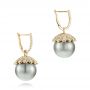 14k Yellow Gold 14k Yellow Gold Pearl And Diamond Drop Earrings - Front View -  103293 - Thumbnail