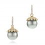 14k Yellow Gold 14k Yellow Gold Pearl And Diamond Drop Earrings - Three-Quarter View -  103293 - Thumbnail