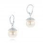 18k White Gold 18k White Gold Pearl And Diamond Drop Earrings - Front View -  103318 - Thumbnail