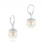  Platinum Platinum Pearl And Diamond Drop Earrings - Front View -  103318 - Thumbnail