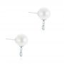 14k White Gold Pearl And Diamond Earrings - Front View -  101508 - Thumbnail