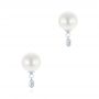 18k White Gold 18k White Gold Pearl And Diamond Earrings - Three-Quarter View -  101508 - Thumbnail