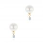 14k Yellow Gold 14k Yellow Gold Pearl And Diamond Earrings - Three-Quarter View -  101508 - Thumbnail