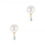 18k Yellow Gold 18k Yellow Gold Pearl And Diamond Earrings - Three-Quarter View -  101508 - Thumbnail