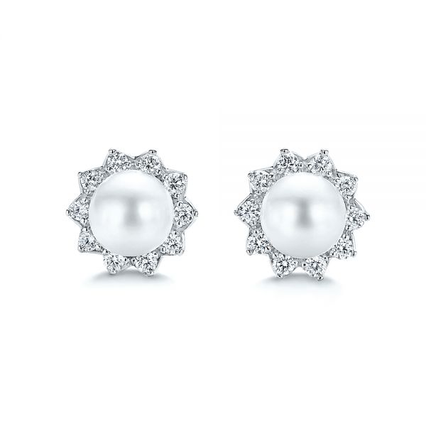 Diamond halo stud earrings in 14k white gold discount