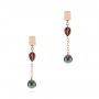 18k Rose Gold 18k Rose Gold Pearl And Garnet Drop Earrings - Three-Quarter View -  105851 - Thumbnail