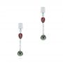 18k White Gold 18k White Gold Pearl And Garnet Drop Earrings - Three-Quarter View -  105851 - Thumbnail