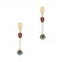 18k Yellow Gold Pearl And Garnet Drop Earrings - Three-Quarter View -  105851 - Thumbnail