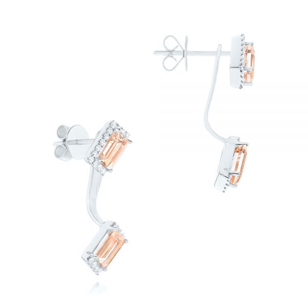 18k White Gold 18k White Gold Peek-a-boo Stud Earrings With Diamonds And Morganite - Front View - 103696