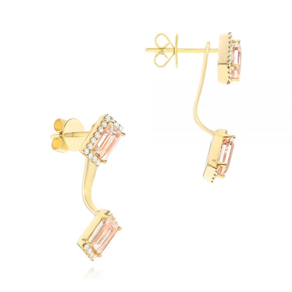 18k Yellow Gold 18k Yellow Gold Peek-a-boo Stud Earrings With Diamonds And Morganite - Front View - 103696
