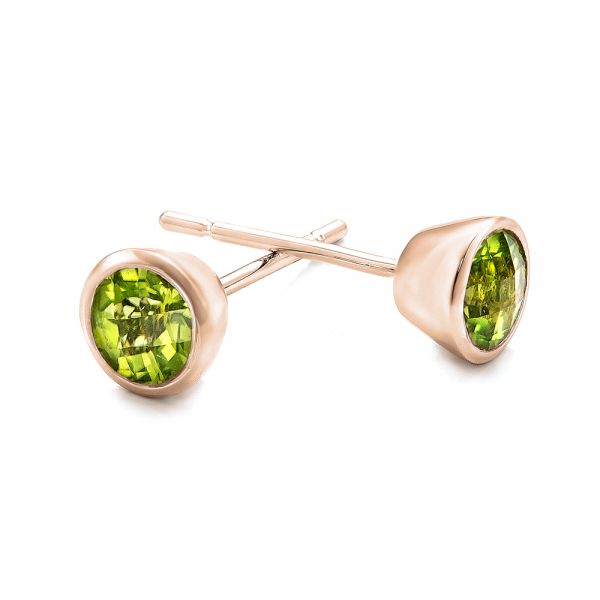 14k Rose Gold 14k Rose Gold Peridot Bezel Set Stud Earrings - Front View -  101029