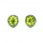 18k White Gold 18k White Gold Peridot Bezel Set Stud Earrings - Three-Quarter View -  101029 - Thumbnail