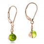 14k Rose Gold 14k Rose Gold Peridot Cabochon And Diamond Earrings - Front View -  100448 - Thumbnail