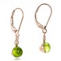 18k Rose Gold 18k Rose Gold Peridot Cabochon And Diamond Earrings - Front View -  100448 - Thumbnail