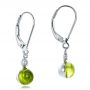  Platinum Platinum Peridot Cabochon And Diamond Earrings - Front View -  100448 - Thumbnail