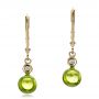 18k Yellow Gold 18k Yellow Gold Peridot Cabochon And Diamond Earrings - Three-Quarter View -  100448 - Thumbnail