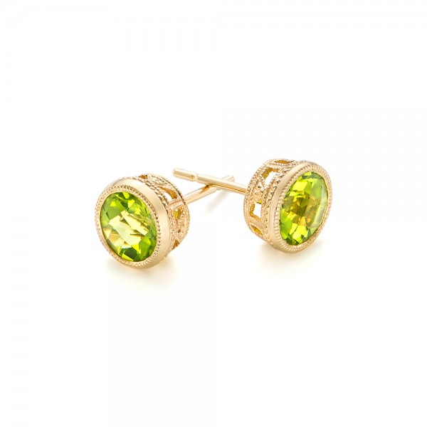 Peridot Stud Earrings - front perspective
