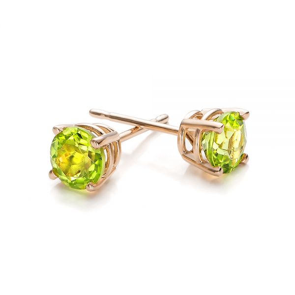 18k Rose Gold 18k Rose Gold Peridot Stud Earrings - Front View -  100933