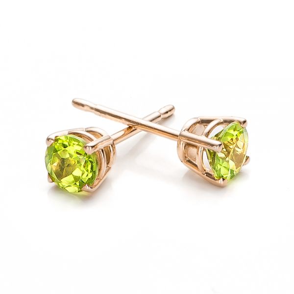 14k Rose Gold 14k Rose Gold Peridot Stud Earrings - Front View -  100934