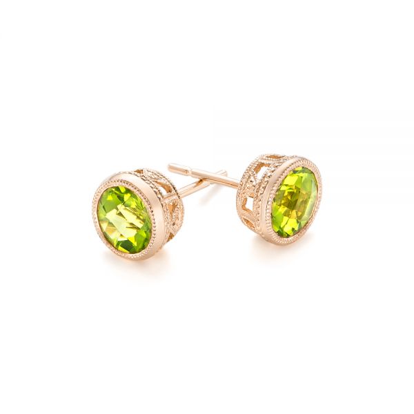 18k Rose Gold 18k Rose Gold Peridot Stud Earrings - Front View -  102666