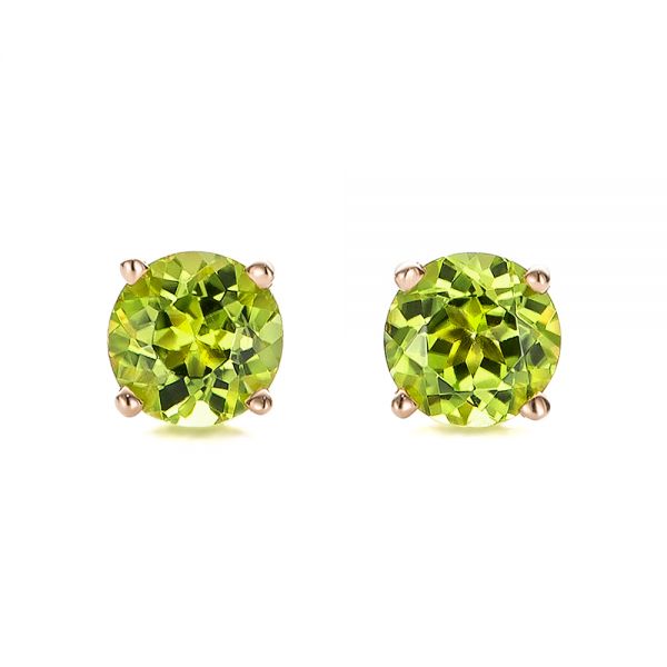 14k Rose Gold 14k Rose Gold Peridot Stud Earrings - Three-Quarter View -  100933