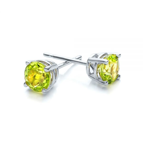 14k White Gold 14k White Gold Peridot Stud Earrings - Front View - 100933