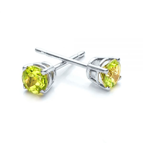 Platinum Platinum Peridot Stud Earrings - Front View - 100934