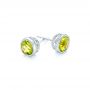 14k White Gold 14k White Gold Peridot Stud Earrings - Front View -  102666 - Thumbnail