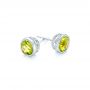 18k White Gold 18k White Gold Peridot Stud Earrings - Front View -  102666 - Thumbnail