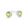 14k White Gold Peridot Stud Earrings - Front View -  102720 - Thumbnail