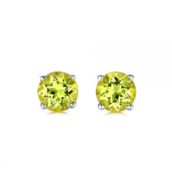  Platinum Platinum Peridot Stud Earrings - Three-Quarter View -  100934