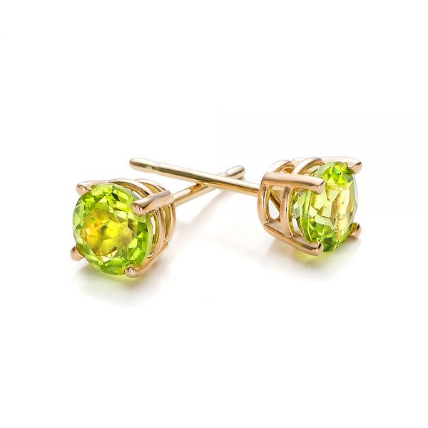 14k Yellow Gold Peridot Stud Earrings - Front View - 100933