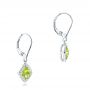 14k White Gold Peridot And Diamond Halo Earrings - Front View -  102642 - Thumbnail