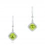 18k White Gold 18k White Gold Peridot And Diamond Halo Earrings - Three-Quarter View -  102642 - Thumbnail