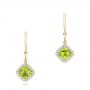 14k Yellow Gold 14k Yellow Gold Peridot And Diamond Halo Earrings - Three-Quarter View -  102642 - Thumbnail