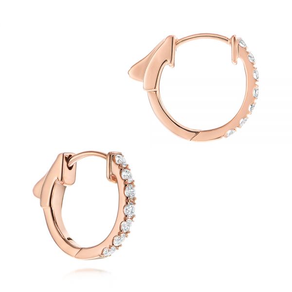 14k Rose Gold 14k Rose Gold Petite Diamond Huggies - Front View - 106352