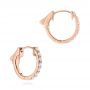 18k Rose Gold 18k Rose Gold Petite Diamond Huggies - Front View -  106352 - Thumbnail