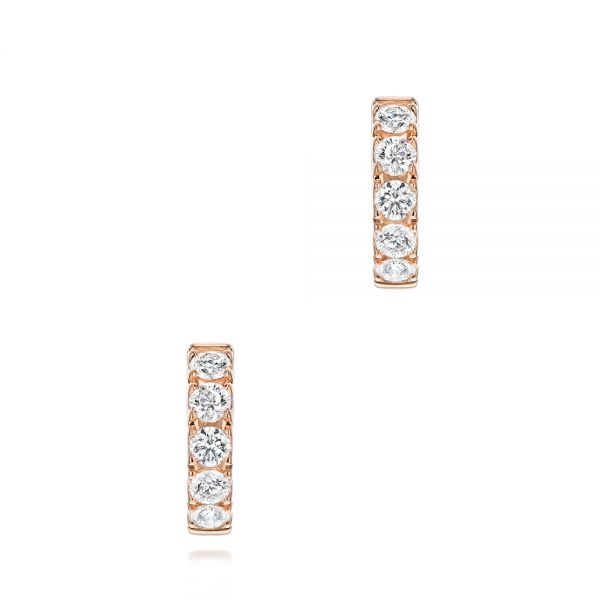 14k Rose Gold 14k Rose Gold Petite Diamond Huggies - Three-Quarter View -  106308