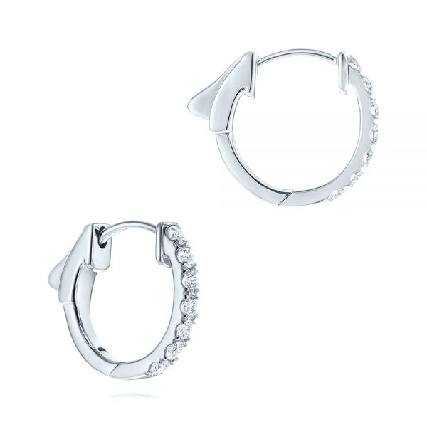 18k White Gold 18k White Gold Petite Diamond Huggies - Front View - 106352