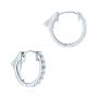 14k White Gold 14k White Gold Petite Diamond Huggies - Front View -  106352 - Thumbnail