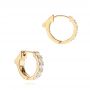 14k Yellow Gold Petite Diamond Huggies - Front View -  106308 - Thumbnail