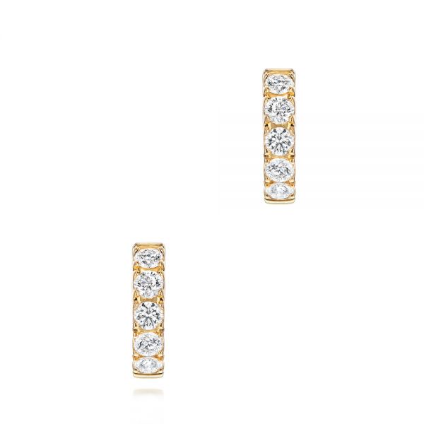 14k Yellow Gold Petite Diamond Huggies - Three-Quarter View -  106308