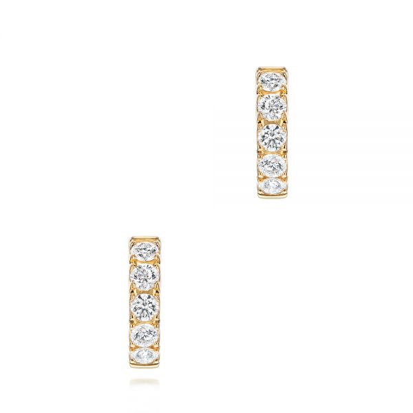 18k Yellow Gold 18k Yellow Gold Petite Diamond Huggies - Three-Quarter View -  106308