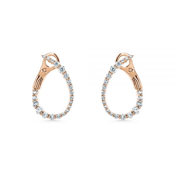 Petite Modern Hoop Diamond Earrings - Image