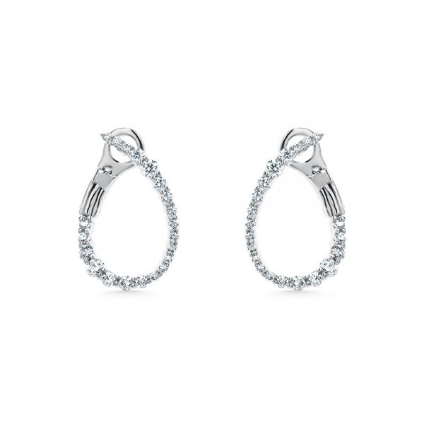 Petite Modern Hoop Diamond Earrings - Image