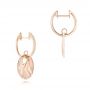 18k Rose Gold 18k Rose Gold Pink Mother Of Pearl And Diamond Mini Venus Earrings - Front View -  102501 - Thumbnail