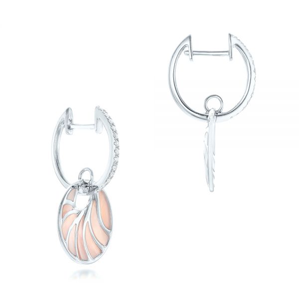 Platinum Platinum Pink Mother Of Pearl And Diamond Mini Venus Earrings - Front View - 102501