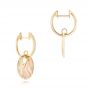 14k Yellow Gold 14k Yellow Gold Pink Mother Of Pearl And Diamond Mini Venus Earrings - Front View -  102501 - Thumbnail