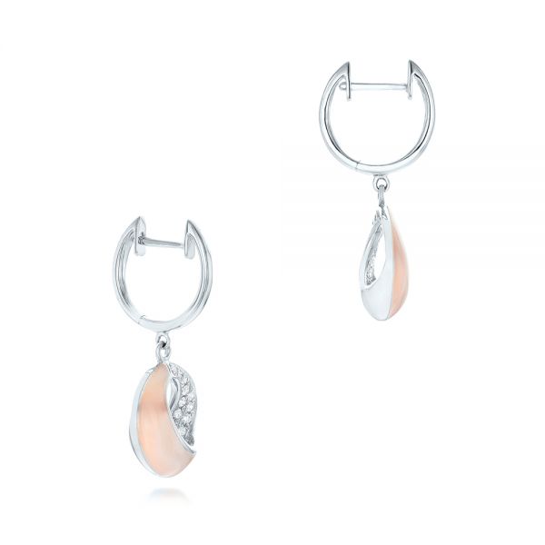 Platinum Platinum Pink Mother Of Pearl And Diamond Venus Twist Earrings - Front View - 102490